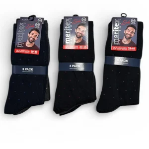 Tri-Pack Calza Corta Uomo Caldo Cotone Fantasia Meritex Art.1711 Dark Pois