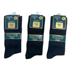 Tri-Pack Calza Lunga Uomo Tinta Unita Viscosa & Lana Henry Cotton's Art.HV11514