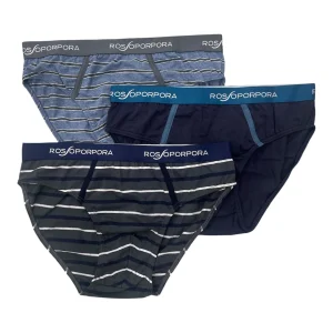 Tri-Pack Slip Uomo Cotone Elasticizzato con Elastico Esterno Rossoporpora Art.US2111