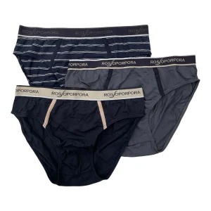 Tri-Pack Slip Uomo in Cotone Elasticizzato con Elastico Esterno Rossoporpora Art.US2125