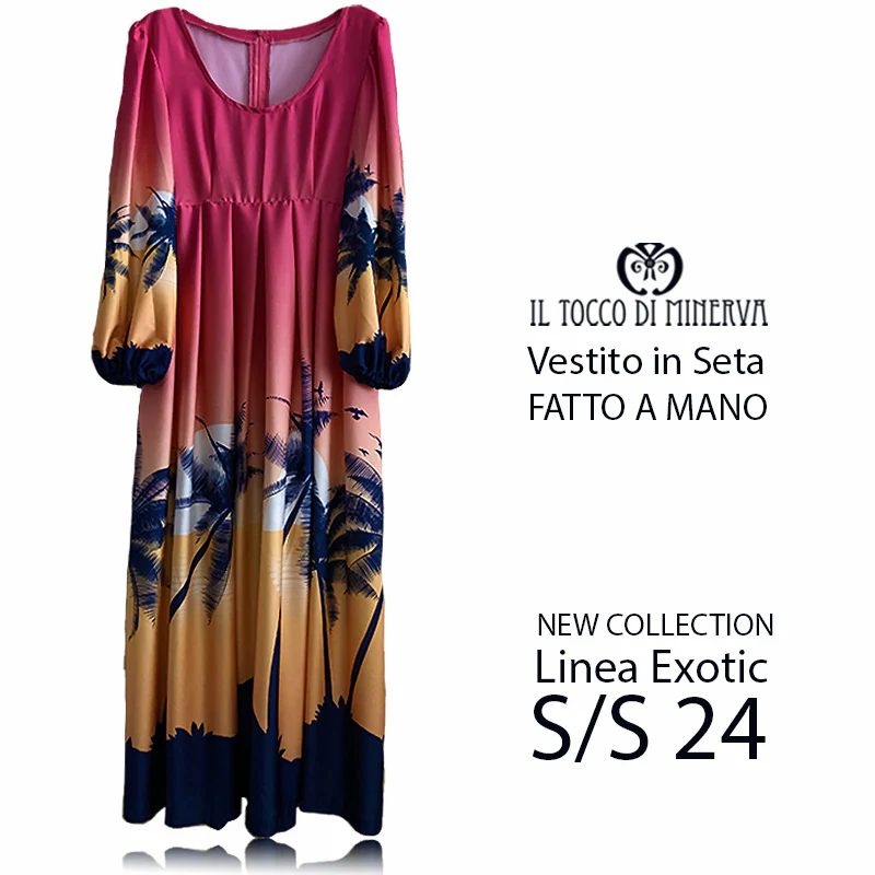 Abito lungo in seta Linea Exotic Summer 24 - Fatto a Mano